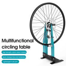 Fahrrad Radzentrierständer, Reparaturhalterung für Felgen und Bremsscheiben, Kohlenstoffstahl, blau+schwarz