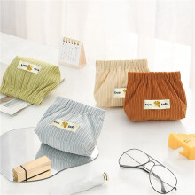 12X Corduroy Storage Bag Lipstick Bag Women'S Cosmetic Bag Snap Storage Bag Automatic Closure Travel Coin Purse