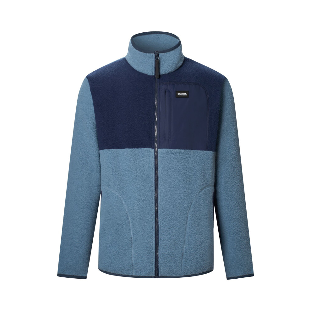 Regatta Men's Grey Frankie Colour Block Borg Fleece Jacket - Mirage/Navy - L - Mirage/Navy - 70% Polyester/30% Recycled Polyester - Image 2