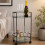 Black Drinks Trolley 2 Glass Shelves with Castors 5