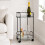 Black Drinks Trolley 2 Glass Shelves with Castors 1