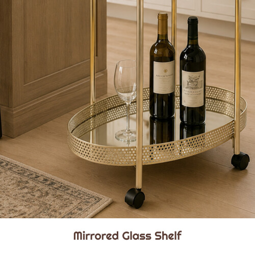 Gold Metal Mini Bar Trolley with Mirrored Table 2