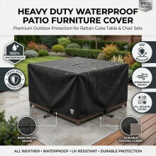Heavy-Duty Waterproof Garden Patio Furniture Cover for Rattan Table Cube Outdoor(120X120X74cm)