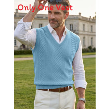 (Light Blue,2XL)Herren ärmelloses Strick Top mit Polyester Stoff feines Strukturmuster Frühling Herbst