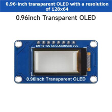 0.96" Transparent OLED Display Module for Raspberry Pi SSD1312 Driver SPI/I2C Interface with Expansion Board