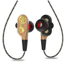 (gold)Auriculares Android Inear Estéreo Bajo Doble Controlador Auriculares Deportivos con Micrófono