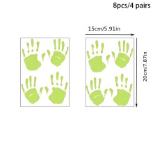 (8pcs/4 Pairs) Lichtgevende handafdruk glasstickers muurstickers horror decor voor Halloween spookhuis zelfklevend fluorescerend