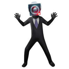 (Monitor,Adult 190)Skibidi Toilet Tv Man Cosplay Costume Halloween Role Playing Events Party Game