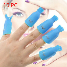 (Blue10PCS)New 10pcs Plastique Nail Art Soak Off Cap Clip Uv Gel Polish Remover Outil Wrap