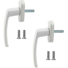 Set of 2 White Aluminum Window and Door Handles with Screws, Corrosion Resistant Compatible with Standard Windows and Balcony Doors