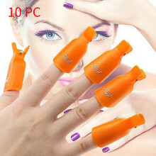 (Orange10PCS)New 10pcs Plastique Nail Art Soak Off Cap Clip Uv Gel Polish Remover Outil Wrap