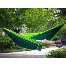 (LightGreen+Dark Green)Double Person Parachute Nylon Hammock Outdoor Travel Camping Swing Hanging Bed