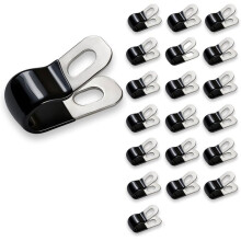 20PCS 3/16" 304 Stainless Steel Rubber Coated Insulated Cable Clamps,Brake  Clips,Metal Wire Clamps, Hose Clamp