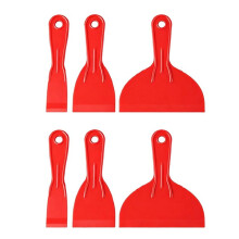 Plastic Putty Knife Set - 6Pcs Red Plastic Scraper Tool, 1.5"/3"/6" Sizes Spackle Knife for Spackling, Painting