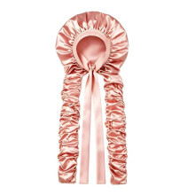 Heatless Curl Satin Bonnet for Sleeping, No Slip Sleep Bonnet with Long Curling Ribbons for Long & Braids Hair