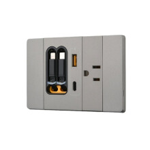 20W USB C Wall Outlet with 2 Retractable Cables & 2 Flush Mount GaNs PD Fast Charging Receptacle A