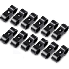 Lot 12 Colliers Serrage Séparateurs Tuyau 6AN pour Conduite Carburant 3/8", Adaptateur Raccord Tuyau Noir Compatible avec Conduites Carburant, D'Eau