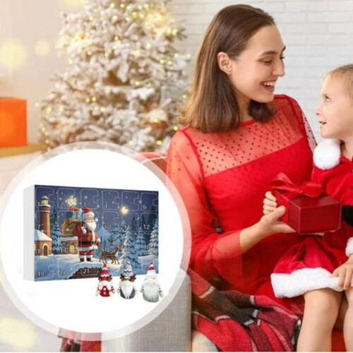 Christmas Gnome Countdown Calendar Plastic Characters For Childrens Gift Festive 2