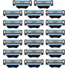 20 Pcs Mach3 Razor Blades with Double Lubricating Strip, High Definition Blades for Smooth Close Shave, Universal Men Razor Refills