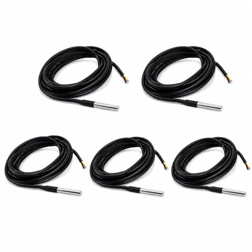 5Pcs DS18B20 Temperature Sensor 2 M, Waterproof Digital DS18B20 Sensors, for /Raspberry Pi/ESP32, ESP8266