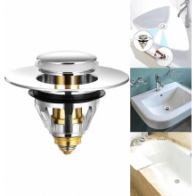 Pop-Up Sink Drain - Universal Anti-Blocked Drain Filter, Sink Stopper, Bathtub Drain and Valve