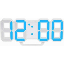 3D LED Digital Wall Clock, Bedroom Office Alarm Clock, Home Decoration, White Housing