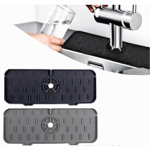 2 Pcs Kitchen Sink Splash Guard, Silicone Faucet Mat For Bathroom Faucet Water Catcher Mat, Sink Draining Pad Behind Faucet