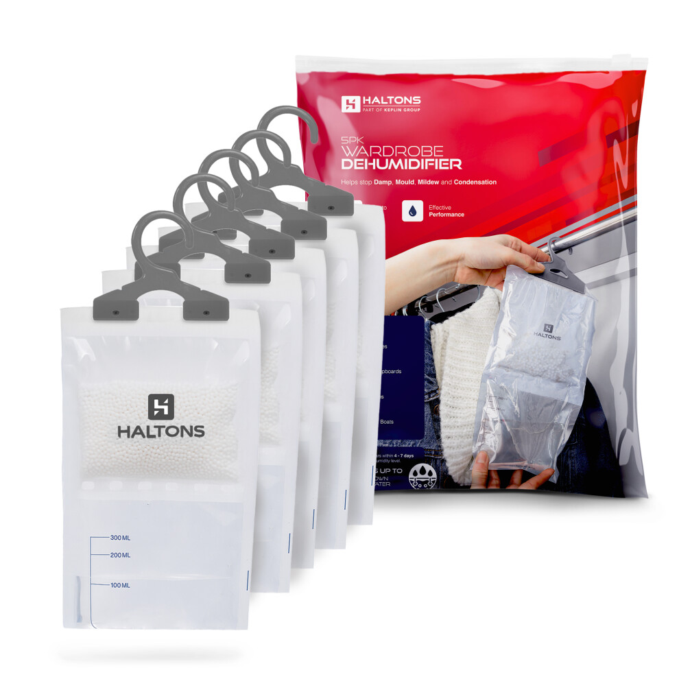 B&Q -  210G Hanging Dehumidifier BagsLeak-Proof Moisture Absorber For WardrobeCloset & BedroomPack Of 5 - Image 4