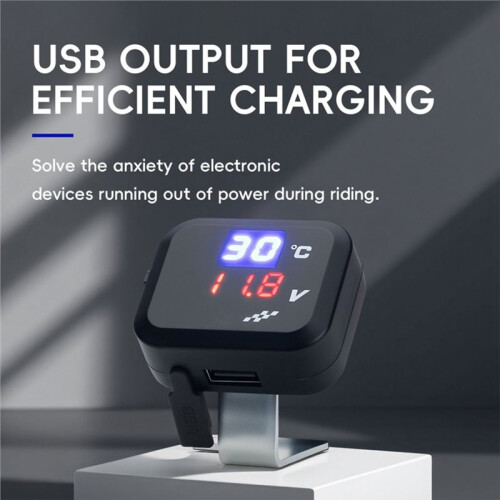 3 in 1 Multifunction Motorcycle USB Charger with Thermometer and Voltmeter Waterproof Digital Display 2