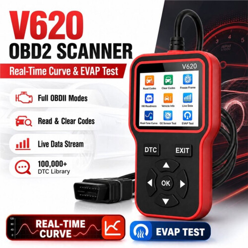 V620 OBD2 Car Scanner: Engine Fault Code Reader, Clear Codes, Battery Test Essential Auto Diagnostic Tool 2