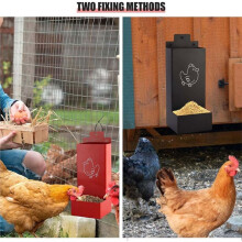 2 Pcs Metal Automatic Poultry Feeder for Chickens & Birds - Hanging Grit Feeder for Coop Rainproof Openwork Design