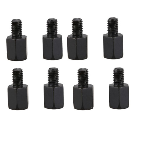 8 PCS Motorcycle MIRROR ADAPTORS CONVERTS CLOCKWISE 8MM to 10MM BLACK