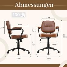 Ergonomikus irodai szék, állítható, barna műbőr