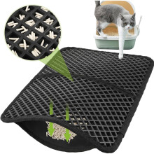 Cat Litter Mat, Cat Litter Mat, Double Layer Cat Mat, Waterproof Urine Proof Mat, Cat Toilet, Foldable Cat Litter Mat with Large Honeycomb Hole
