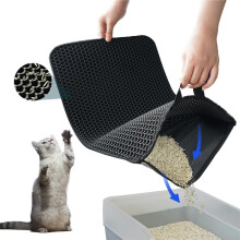 Cat Litter Mat, Litter Box Mat with Hidden Handle, Upgraded Anti-Slip Back Layer, Large Scatter Control and Urine-Proof Litter Trapping Mat for Kitty