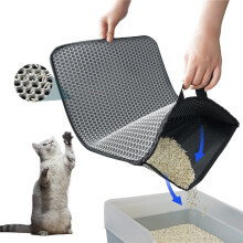 Cat Litter Mat, Litter Box Mat with Hidden Handle, Upgraded Anti-Slip Back Layer, Large Scatter Control and Urine-Proof Litter Trapping Mat for Kitty
