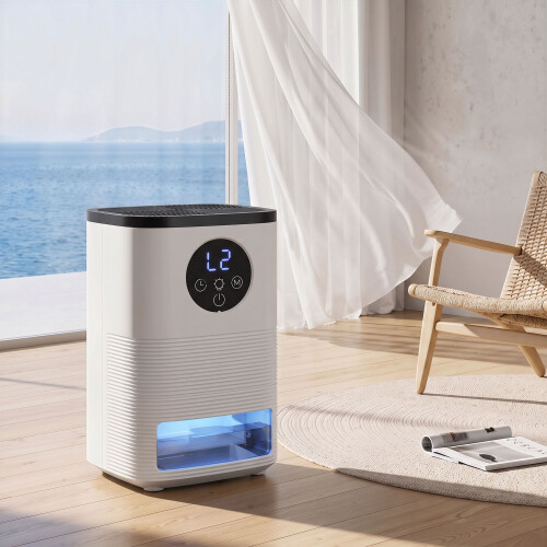 Homcom HOMCOM 300mL/Day Small Dehumidifier, RGB Mood Lights, Continuous Drainage