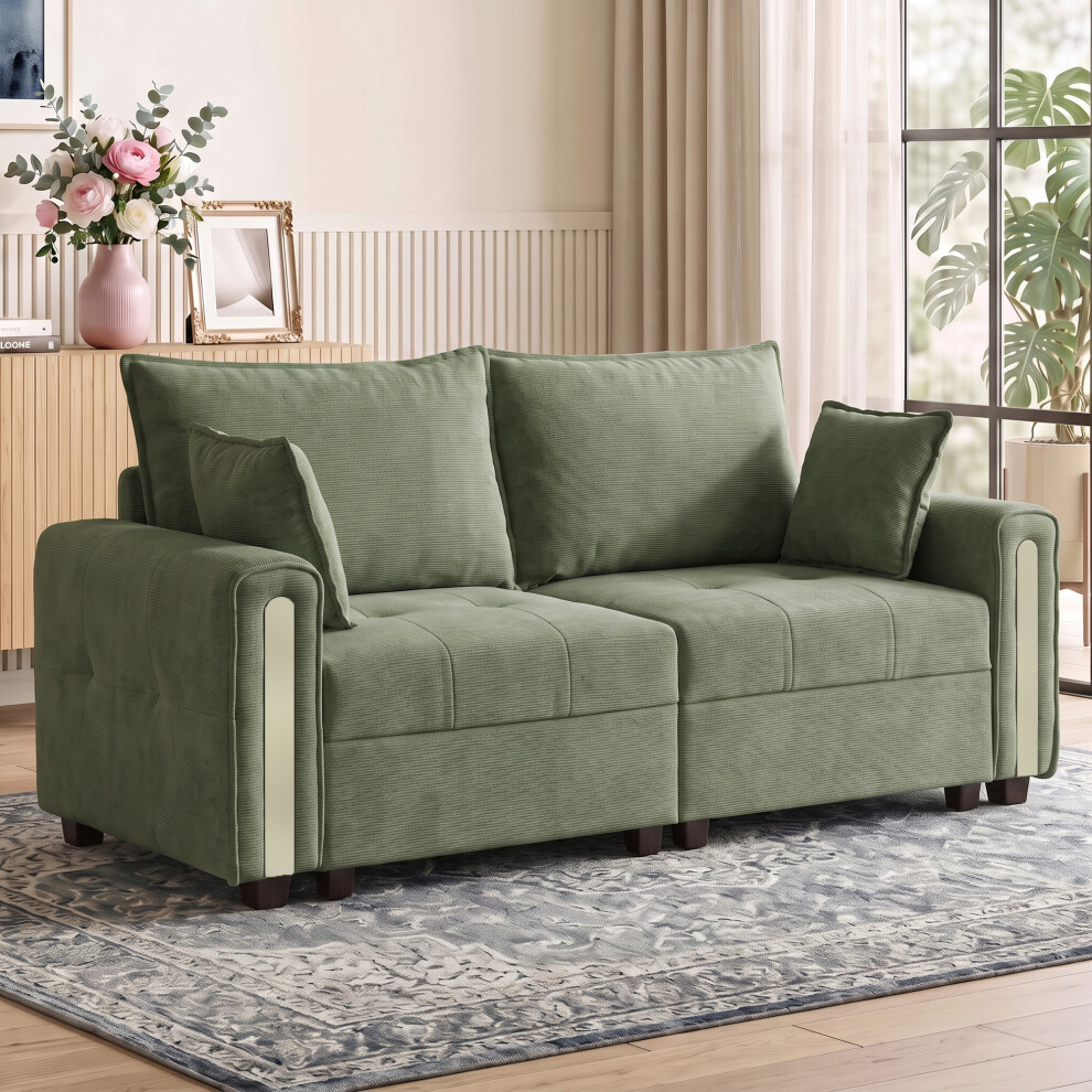 Homcom Unisex Dark Green Sofa With Lift-Up Storage, 168 Cm Velvet Couch, Size 2 Seater - Image 3