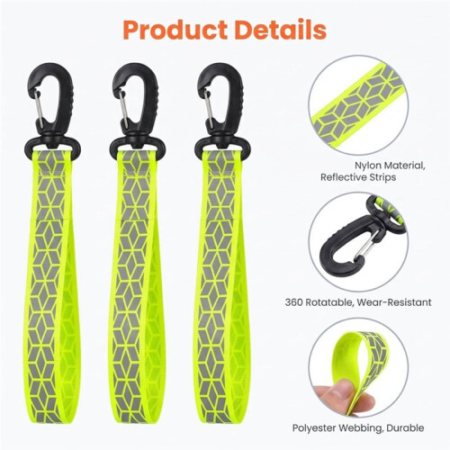 6 Pcs Reflective Strips, Reflective Keychain Reflective Backpack Tags for Backpack Cycling Walking Running 2