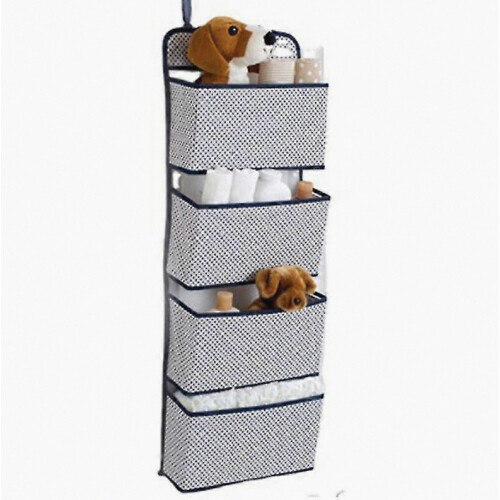 Hanging Organizer With  4 Pockets, Foldable Hanging Shelf With  2 Hooks For  Towels, Diapers 1