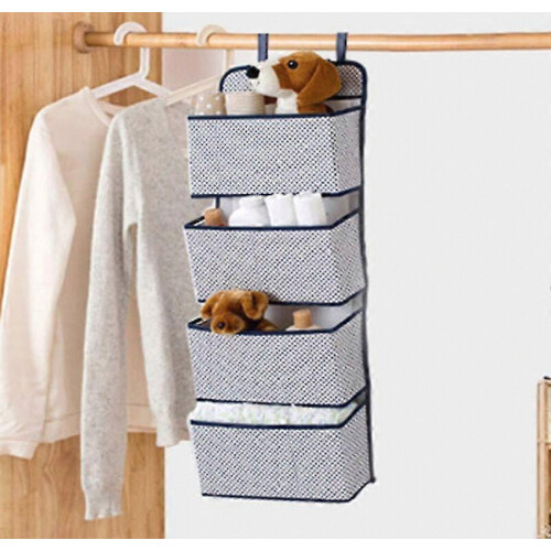 Hanging Organizer With  4 Pockets, Foldable Hanging Shelf With  2 Hooks For  Towels, Diapers 2