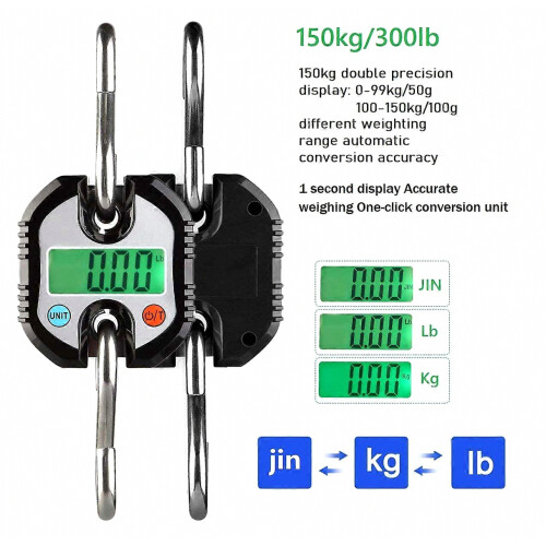 Crane Scale 150kg Double Accuracy Electronic Digital Hook Scale Mini LCD Loop Hanging Scale 2