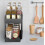 Two-layer kitchen storage rack with pull-out drawers, suitable for cabinet storage in kitchens and bathrooms. Black 4