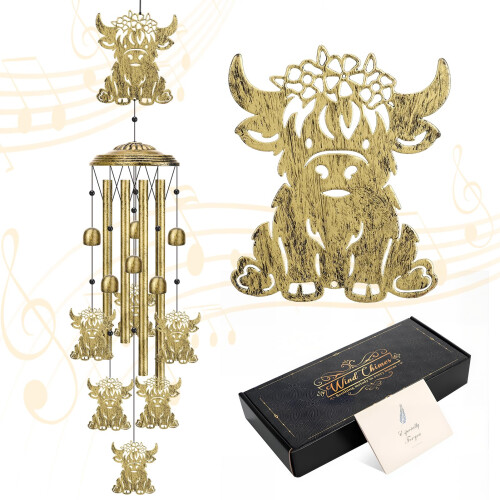 saerryor Highland Cow Metal Wind Chime