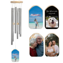 Custom Wind Chimes Personalized Photo Text Wind Chimes Memorial Wind Bell for Loss of Loved One, Gift for Mother Dad Mom Dog Pet Wedding New Home