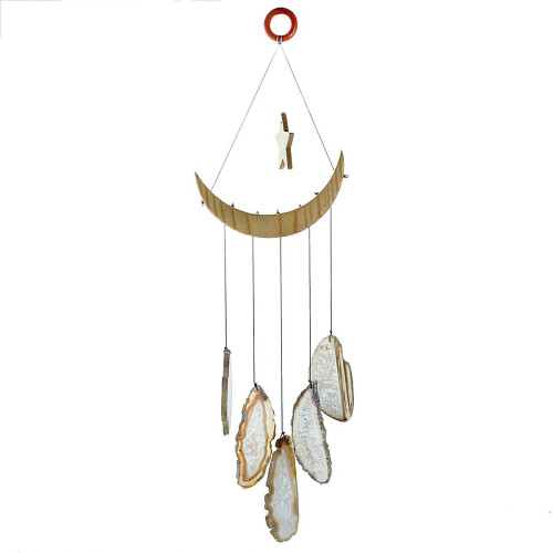 mookaitedecor Agate Slice Crystal Wind Chime for Home Window Garden Decor