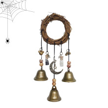 Handmade Hanging Witch Bells, Witches Protection Door Hanger and Magic Wind Chimes, Pagan Wreath Pendant for Home, Garden or Doorway Decor (1PCS)
