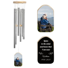 Custom Wind Chimes with Photo Text Personalized Wind Chimes Memorial Wind Bell for Loss of Dog, Gift for Mother Dad Mom Dog Pet Wedding New Home (Fron