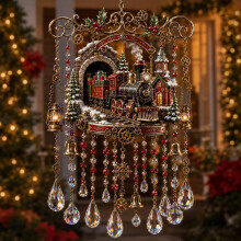 Handmade Christmas Stained Glass Window Hanging Hummingbird Wind Chime (20)