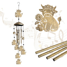 Highland Cow Wind Chime, Metal Garden Decor Hanging Ornament for Outdoor